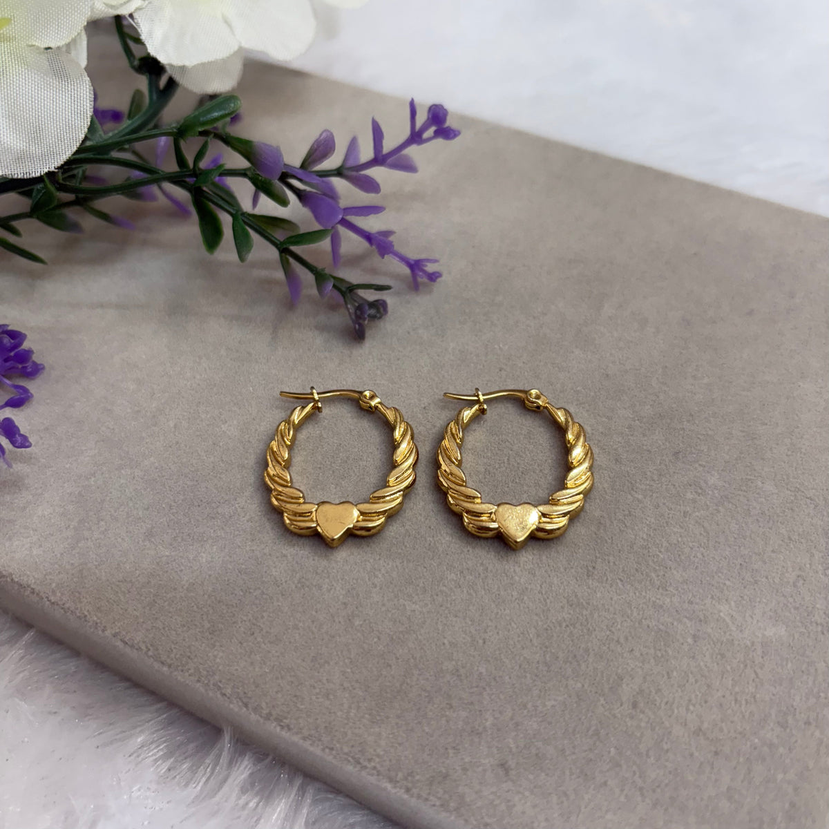 Heart swirl hoop earring