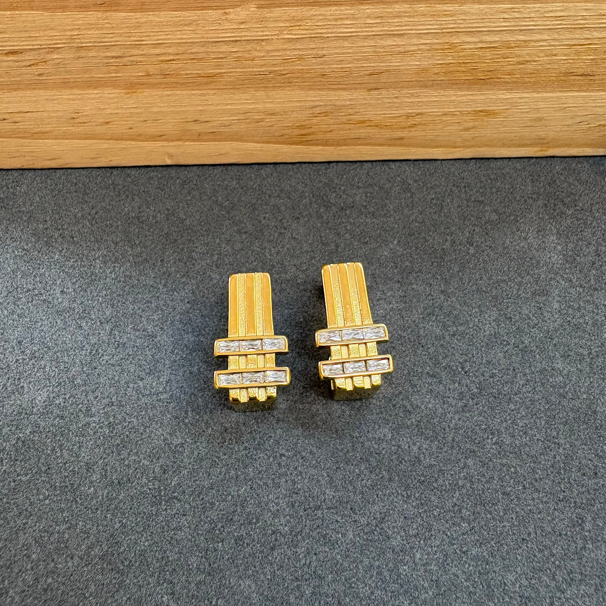 Geometric Crystal Bar Anti-Tarnish Stud Earrings