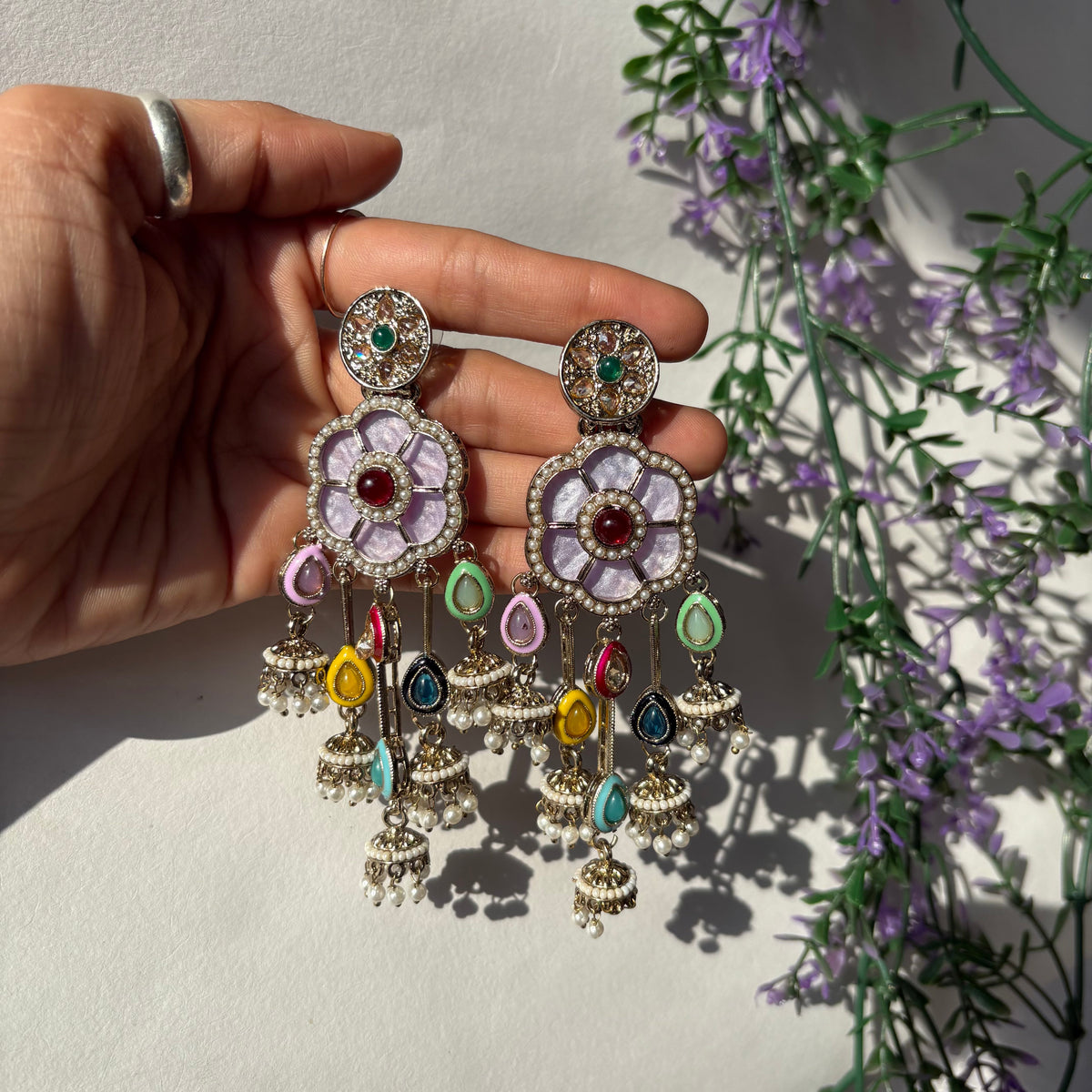 Sunflower Bloom Multicolor Jhumka Earrings