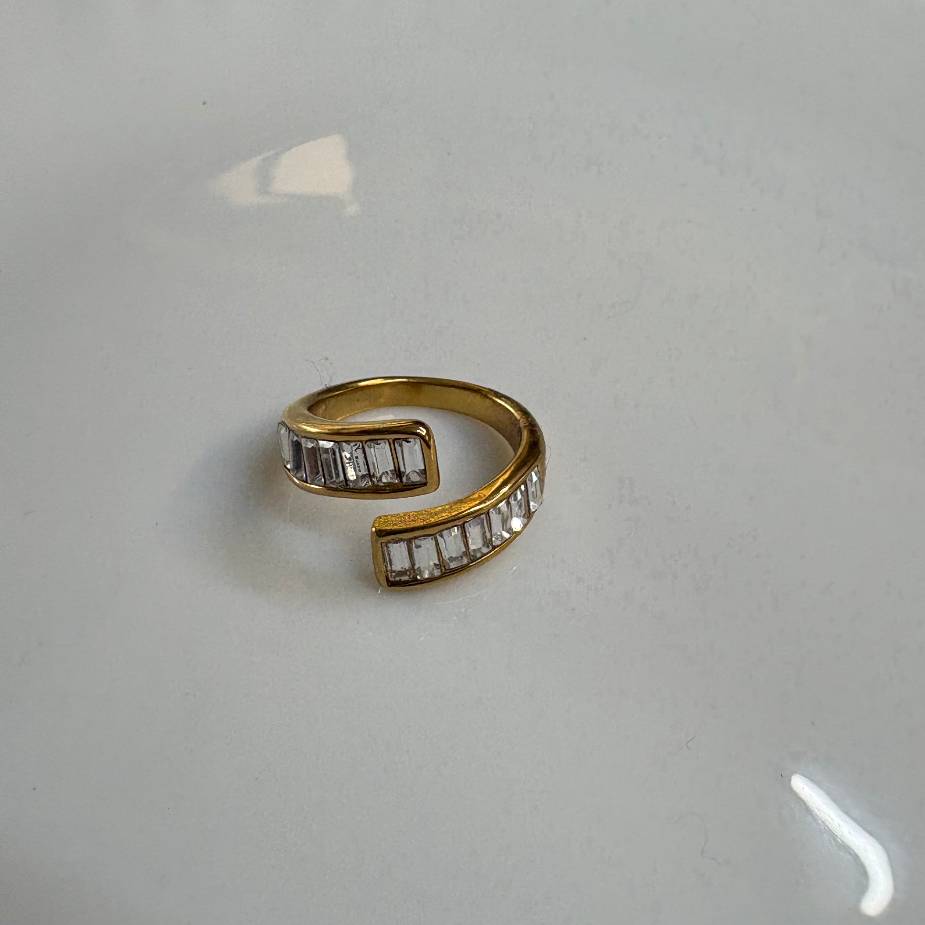 Premium Anti-Tarnish Baguette Crystal Ring |size- 8