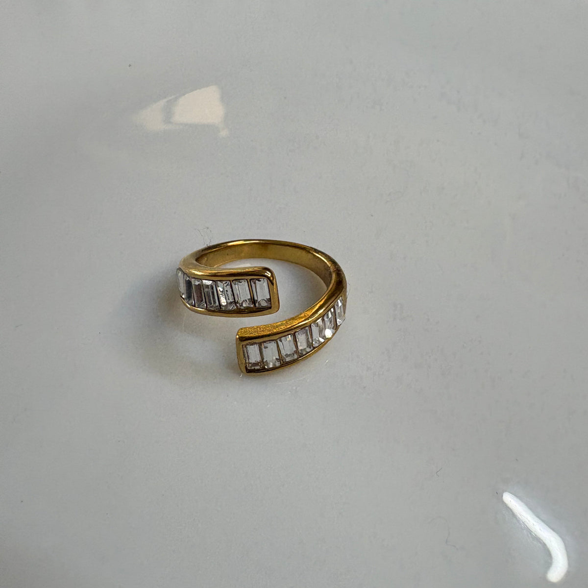 Premium Anti-Tarnish Baguette Crystal Ring |size- 8