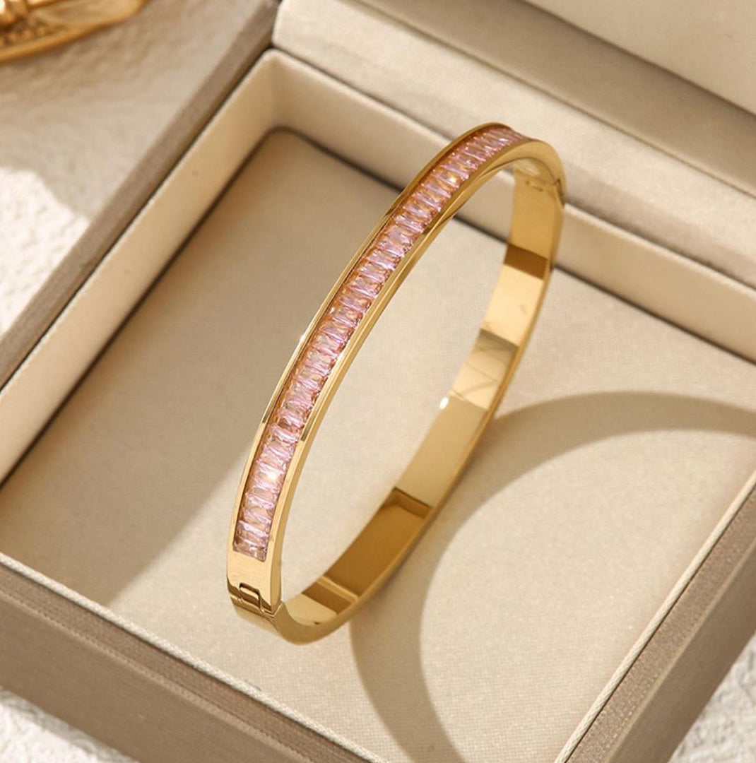 Anti-Tarnish Pink Crystal Kada Bracelet
