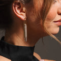 Antitarnish long crystal party wear earrings