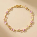 Golden colour pink diamond tulip bracelet