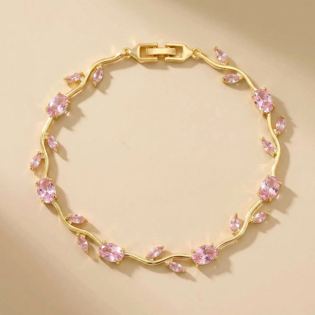 Golden colour pink diamond tulip bracelet