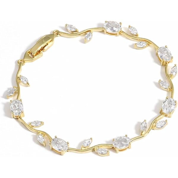 Golden colour white diamond Tulip bracelet