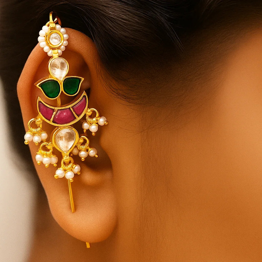 Pachi Kundan Meenakari Earcuff
