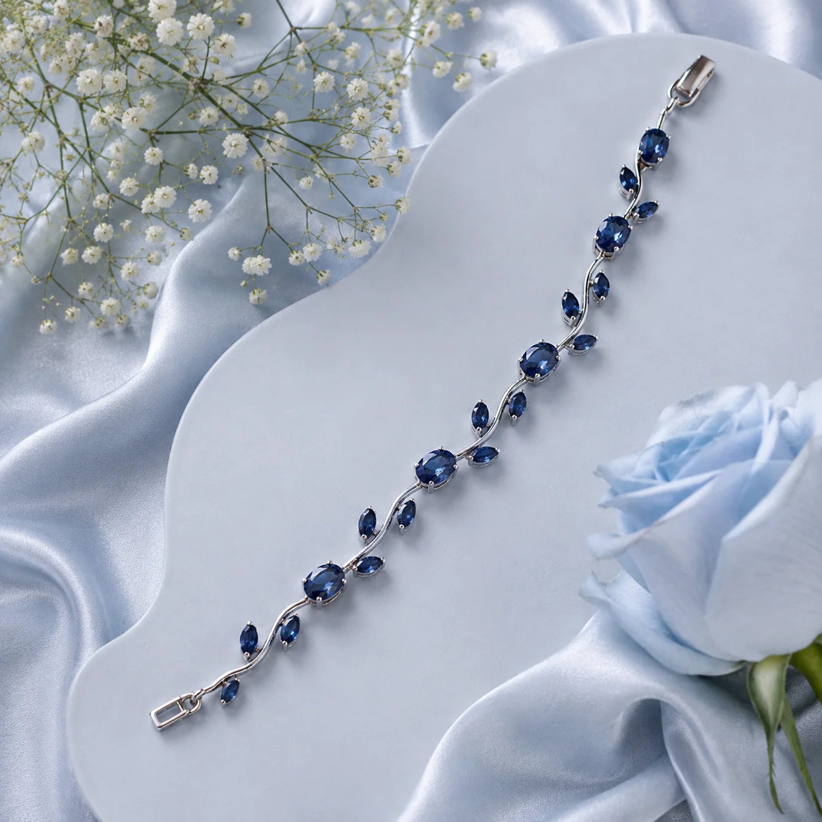 Dark Blue silver Tulip bracelet