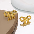 Elegant Gold Bow Knot Stud Earrings