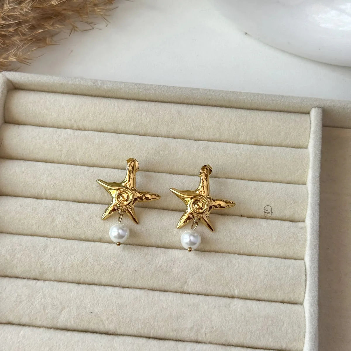 Starfish Pearl Drop Earrings – Coastal Gold Charm