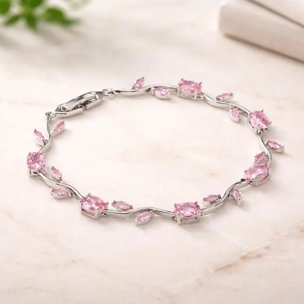 Anti-Tarnish Trendy pink Tulip Bracelet for Women