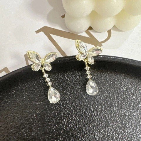 Crystal Butterfly Drop Earrings