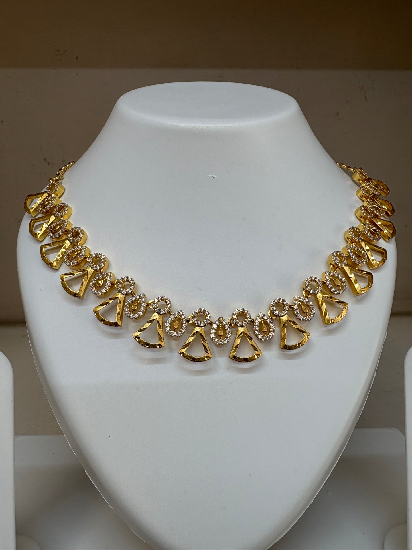 One Gram Gold Plated Necklace Set for Women | Diamond Triangle Design