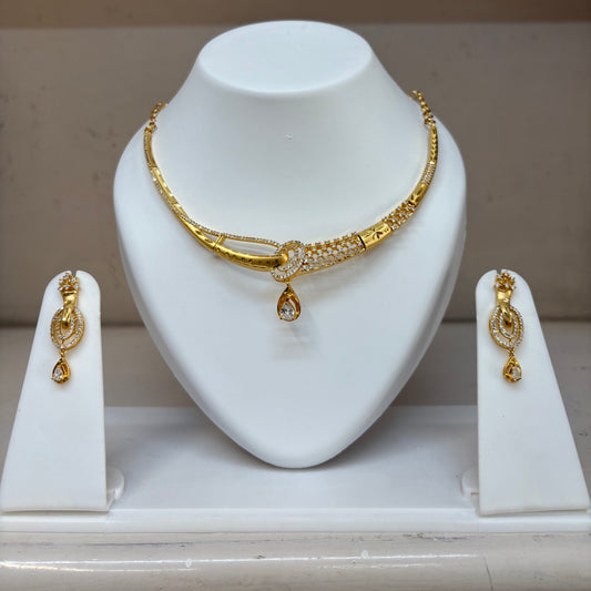 One Gram Gold Plated Necklace Set with Earrings