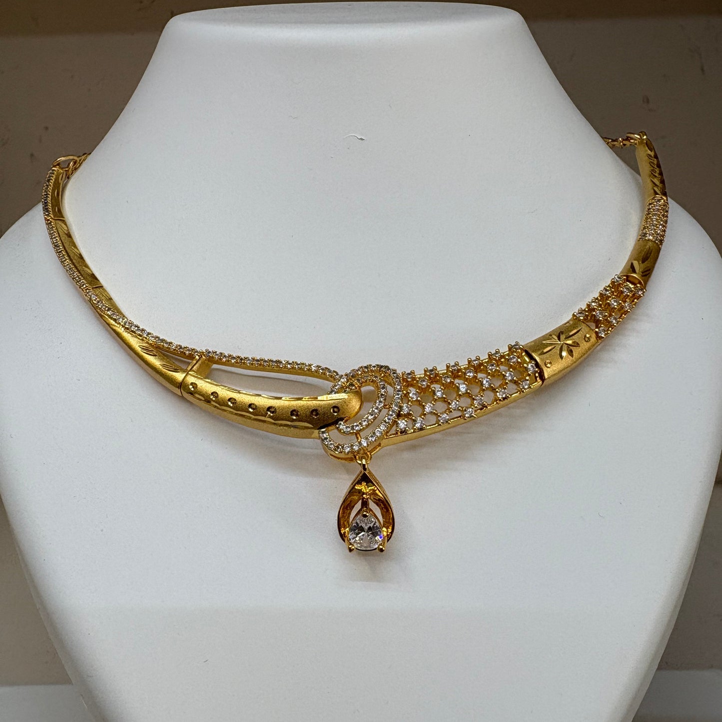 One Gram Gold Plated Necklace Set with Earrings