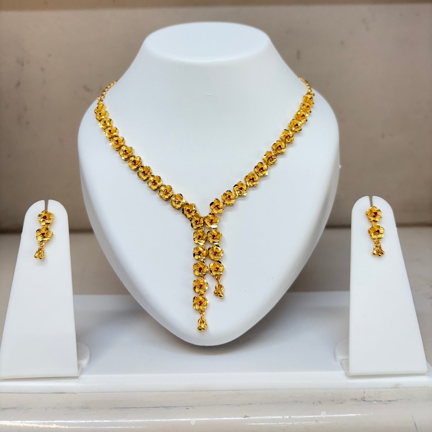 One Gram Gold Plated Necklace Set for Women | Elegant Floral Design