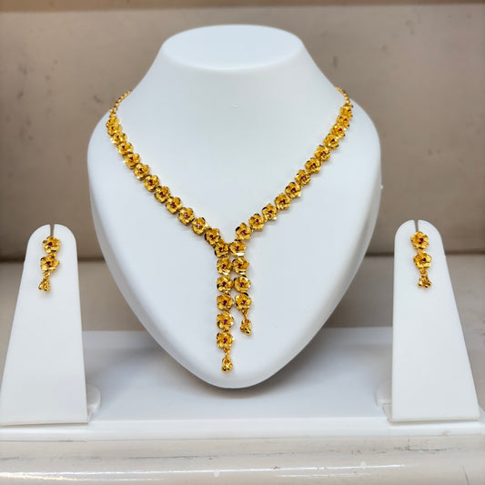 One Gram Gold Plated Necklace Set for Women | Elegant Floral Design