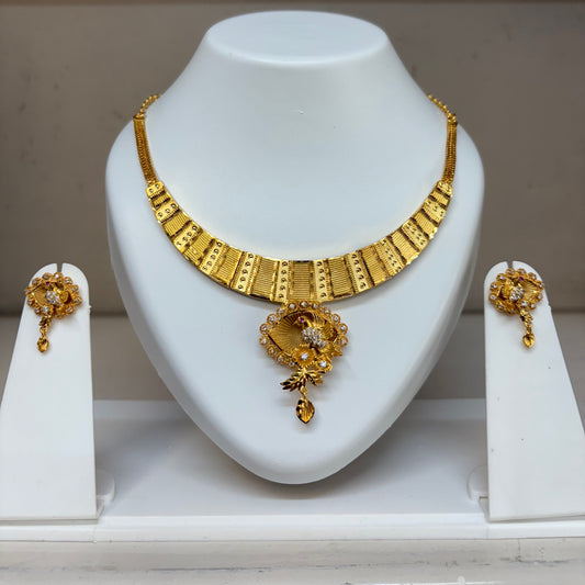 One Gram Gold Plated Necklace Set for Women | Bird Design Pendant with Diamond Detailing