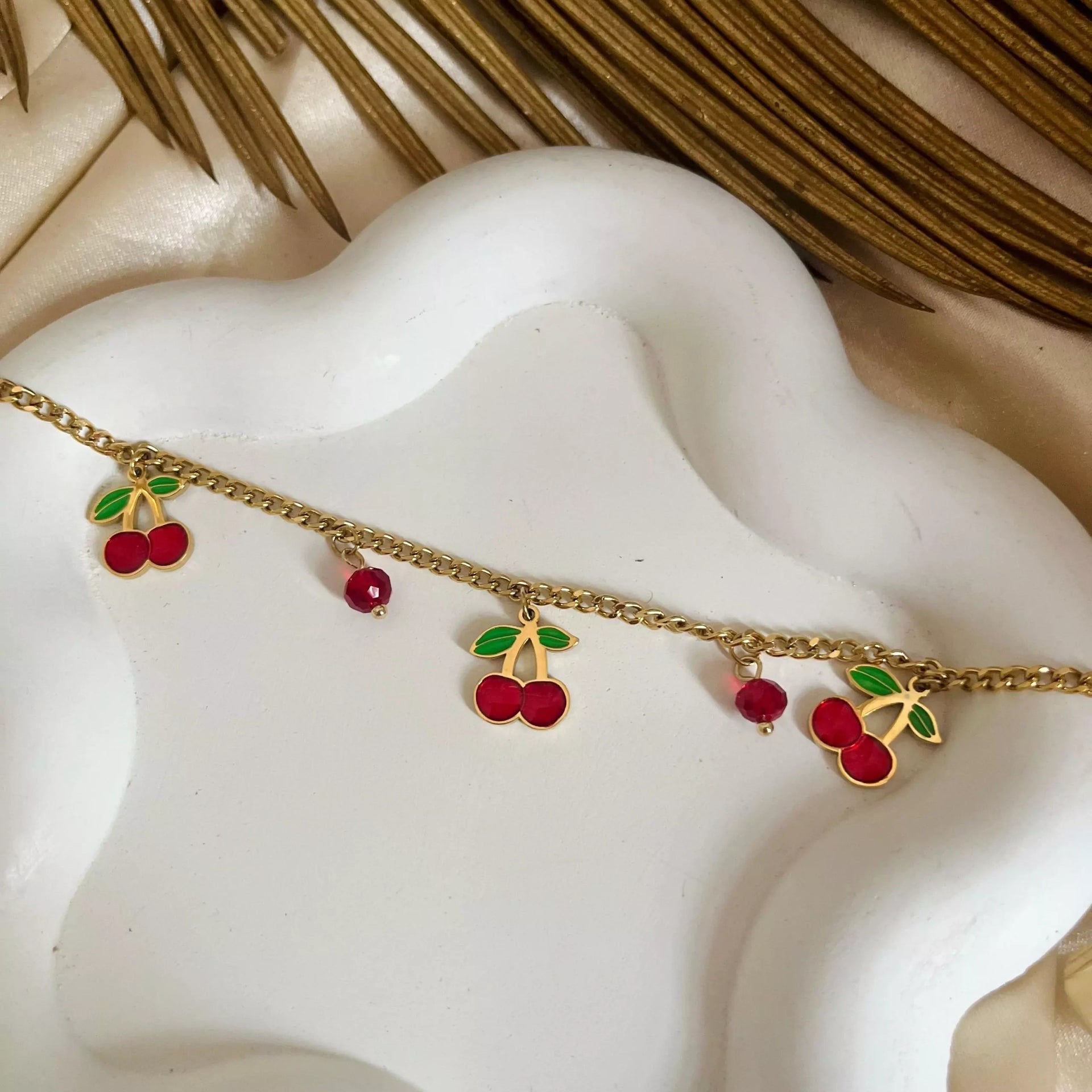 Elegant red stone cherry braclete