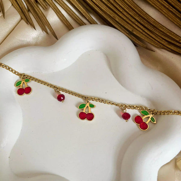 Elegant red stone cherry braclete