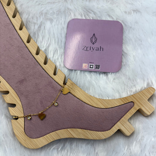 Golden Anti-Tarnish Heart Charm Anklet