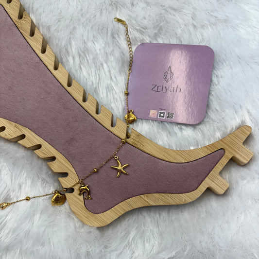 Golden Ocean Charm Anklet