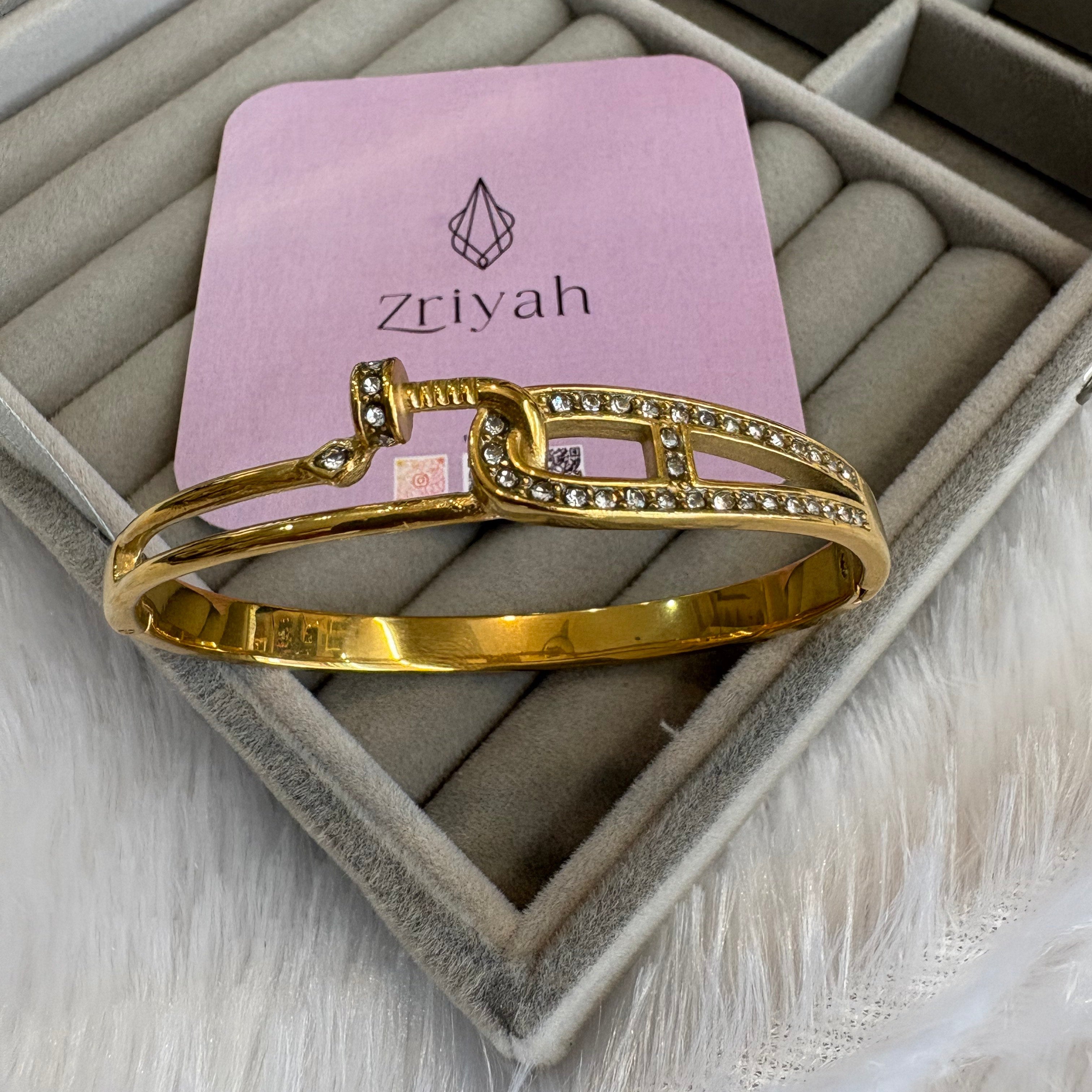 Elegant Crystal Lock Kada Bracelet