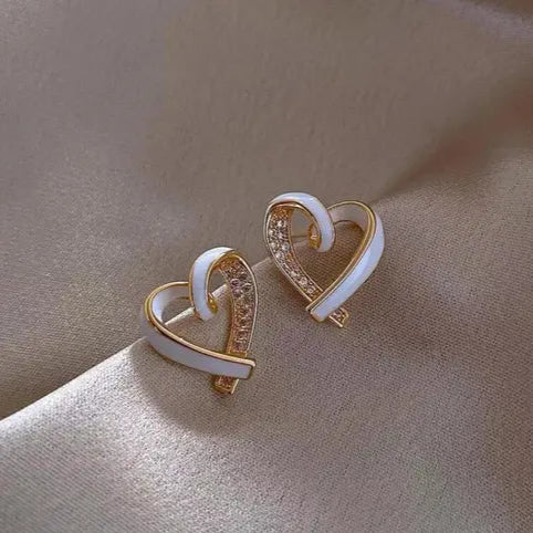 Elegant Korean Heart-Shaped Stud Earrings
