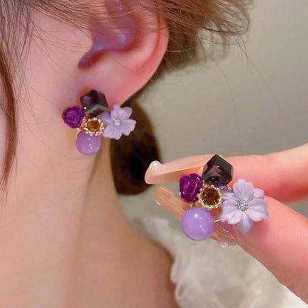 Korean-style multicolor stud earrings